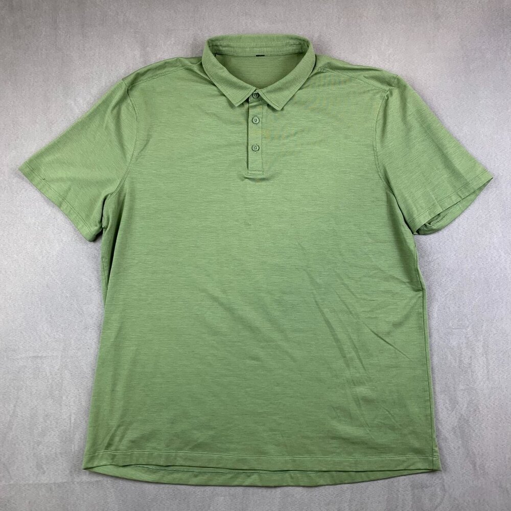 Lululemon Mens Shirt XL Green Evolution Short-Sleeve Polo Performance Stretch